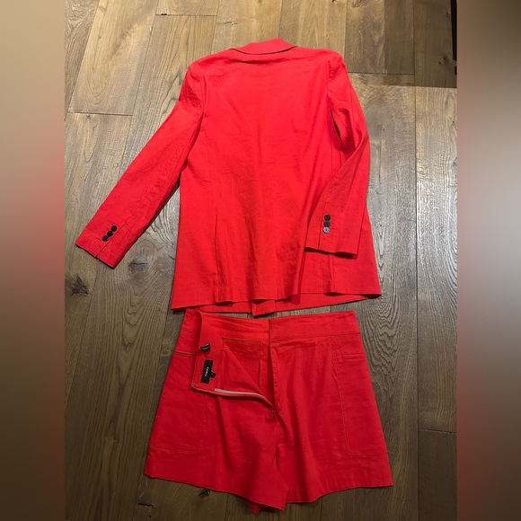 Theory Red Double-Breasted Blazer with Matching Shorts - Picture 14 of 16